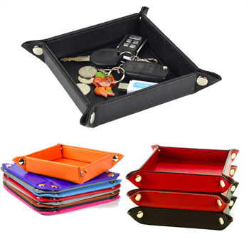 Foldable PU Leather Storage Tray