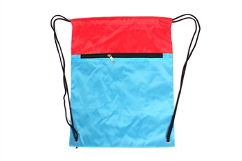 Two-Tone Custom Drawstring Bag with Zipper Pocket