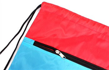 Two-Tone Custom Drawstring Bag with Zipper Pocket