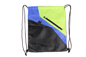 Three-Tone Custom Drawstring Backpack with Zipper Pocket