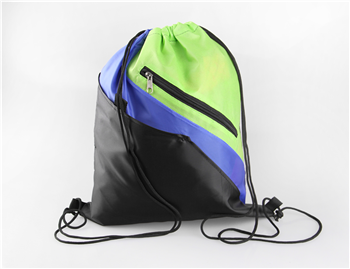 Three-Tone Custom Drawstring Backpack with Zipper Pocket