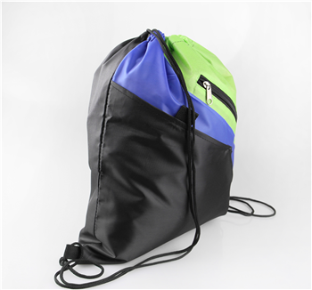Three-Tone Custom Drawstring Backpack with Zipper Pocket