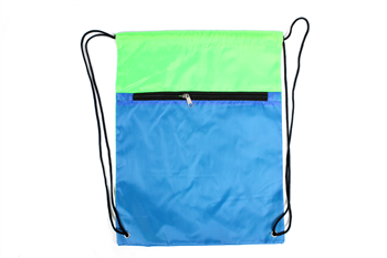 Two-Tone Drawstring Backpack with Zipper Pocket