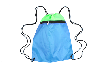 Two-Tone Drawstring Backpack with Zipper Pocket