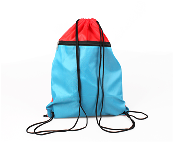 Two-Tone Drawstring Backpack with Zipper Pocket