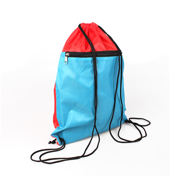 Two-Tone Drawstring Backpack with Zipper Pocket