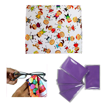 Full Color Custom Microfiber Cleaning Cloth in Clear Pouch