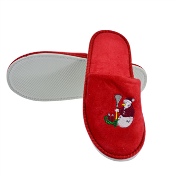 Christmas Velour Slippers with EVA Sole