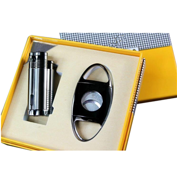 Executive Metal Lighter & Cigar Cutter Gift Set