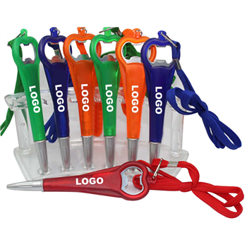 Multi-Function Bottle Opener Pen with Lanyard