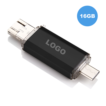 16GB Dual-Port USB 2.0 Type-C Flash Drive – Waterproof Aluminum