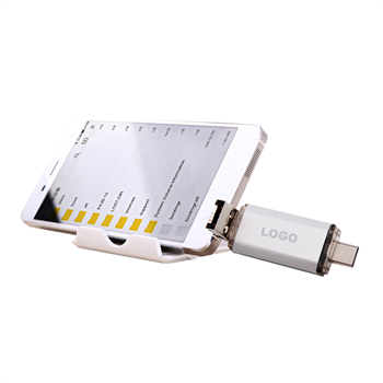 16GB Dual-Port USB 2.0 Type-C Flash Drive – Waterproof Aluminum