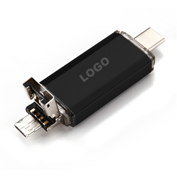 32GB Dual-Port USB 2.0 Type-C Flash Drive – Waterproof Aluminum