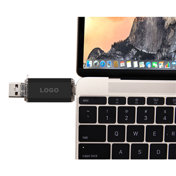 32GB Dual-Port USB 2.0 Type-C Flash Drive – Waterproof Aluminum