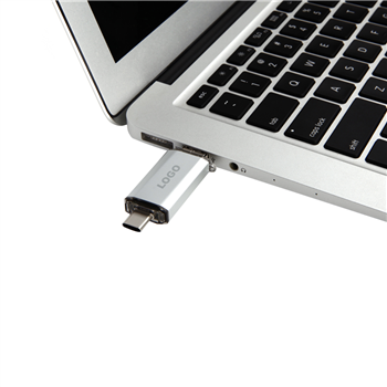 32GB Dual-Port USB 2.0 Type-C Flash Drive – Waterproof Aluminum