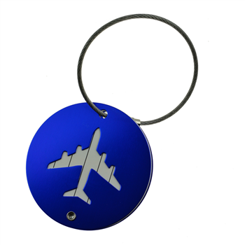 Airplane Design Round Aluminum Luggage Tag