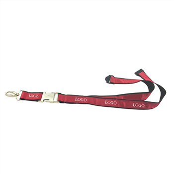 Two-Layer Satin Polyester Lanyard with Metal Buckle