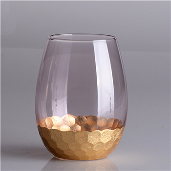 Egg Shaped Wine Glass with Gold Foil