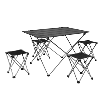 Foldable Table and 4-Piece Stool Set