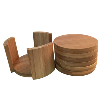6-Piece Round Bamboo Coaster Set with Holder