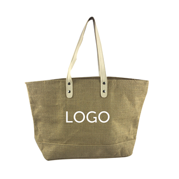 Jute Tote with Leather Handles