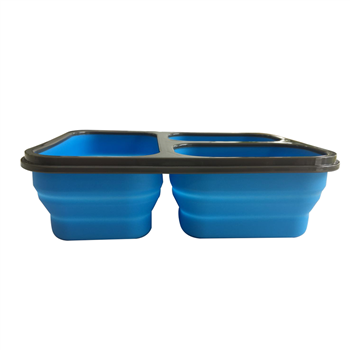 Collapsible 3-Compartment Silicone Lunch Box