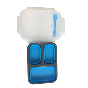 Collapsible 3-Compartment Silicone Lunch Box