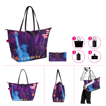 Full Color Fashion Foldable Reusable Tote Bag