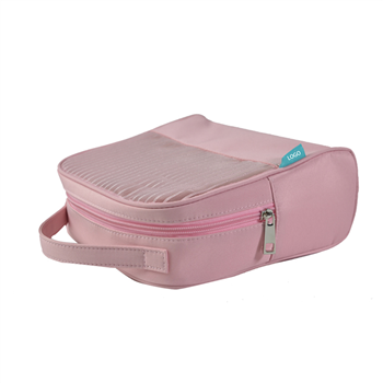 Pink Mesh Handle Cosmetic Bag