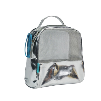 Silver Mesh Cosmetic Handle Bag
