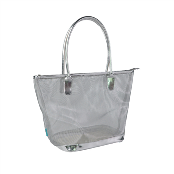 Silver Mesh Leather Tote