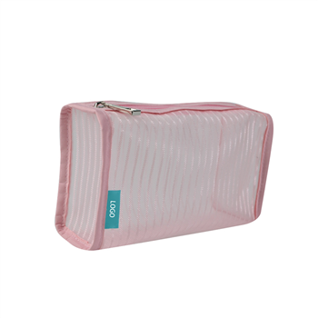 Leather Mesh Cosmetic Bag