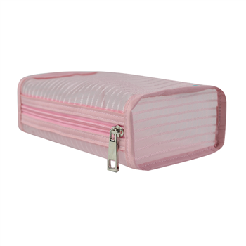 Leather Mesh Cosmetic Bag