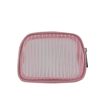 Leather Mesh Cosmetic Bag