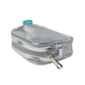 Leather Mesh Cosmetic Bag