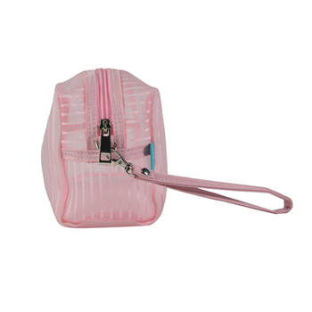 Leather Mesh Cosmetic Bag