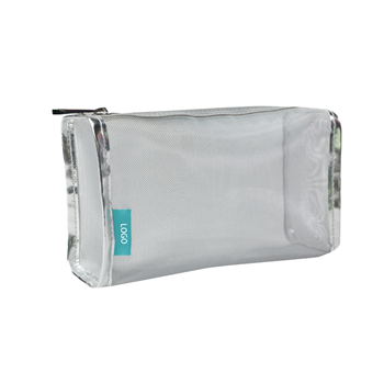 Leather Mesh Cosmetic Bag