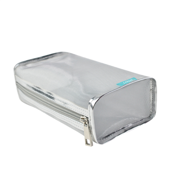 Leather Mesh Cosmetic Bag