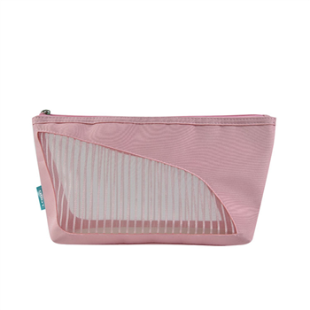 Leather Mesh Cosmetic Bag