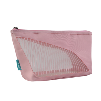 Leather Mesh Cosmetic Bag