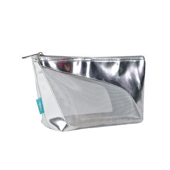 Leather Mesh Cosmetic Bag