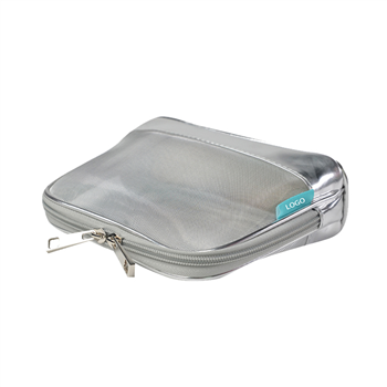 Leather Mesh Cosmetic Bag