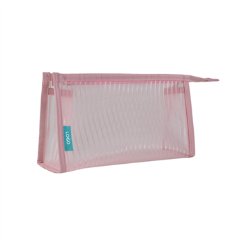 Leather Mesh Cosmetic Bag