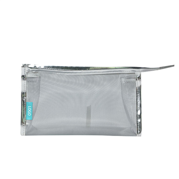Leather Mesh Cosmetic Bag