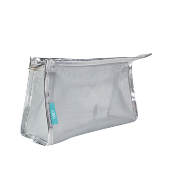 Leather Mesh Cosmetic Bag