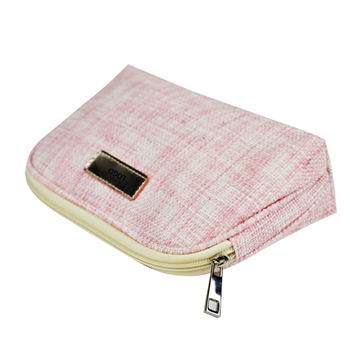 Linen Zipper Cosmetic Bag