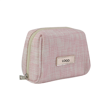 Linen Travel Zip Cosmetic Bag