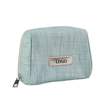 Linen Travel Zip Cosmetic Bag