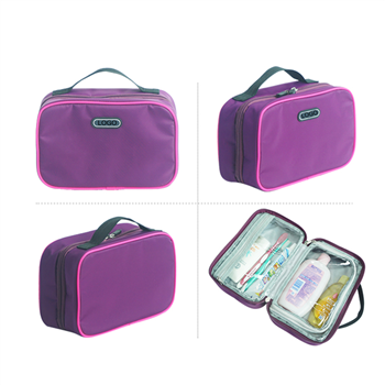 Dual-Zip Travel Cosmetic Organizer Bag