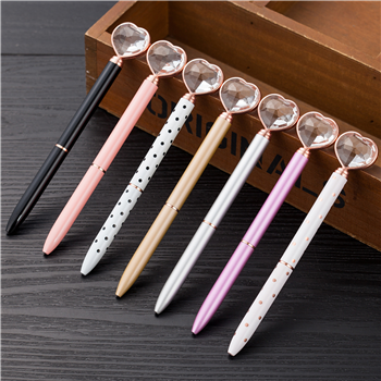 Crystal Heart Metal Pen